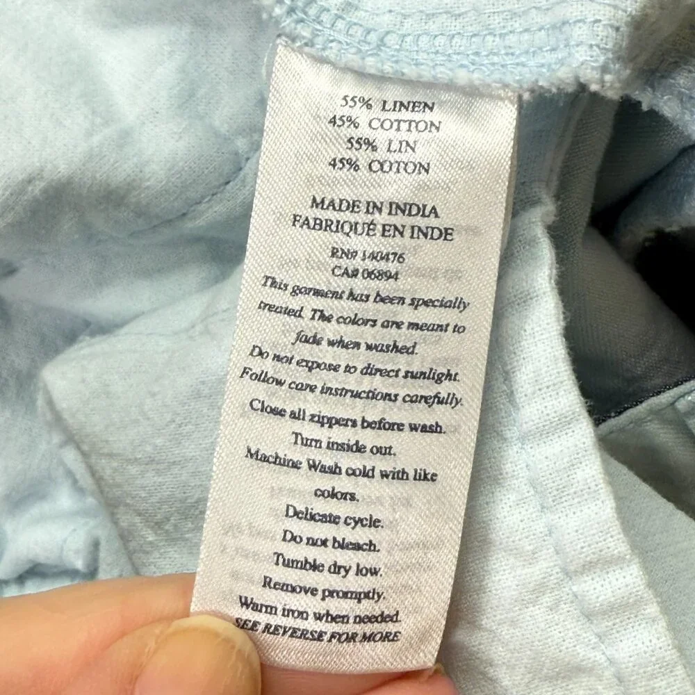 Faherty Tradewinds Linen Shorts Mens 36 Light Blue 10